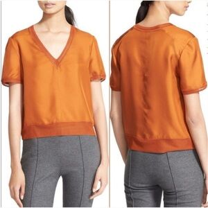 rag & bone orange v neck silk top small